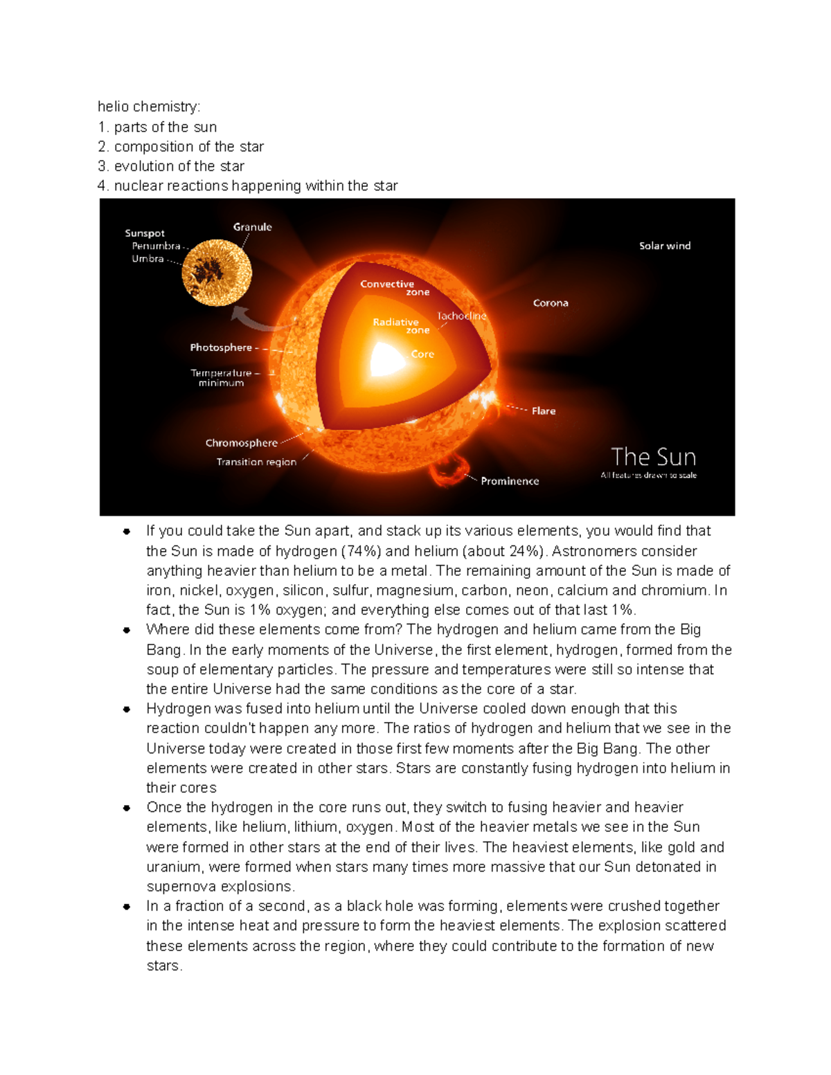 Sun son - information all about the sun - helio chemistry: parts of the ...