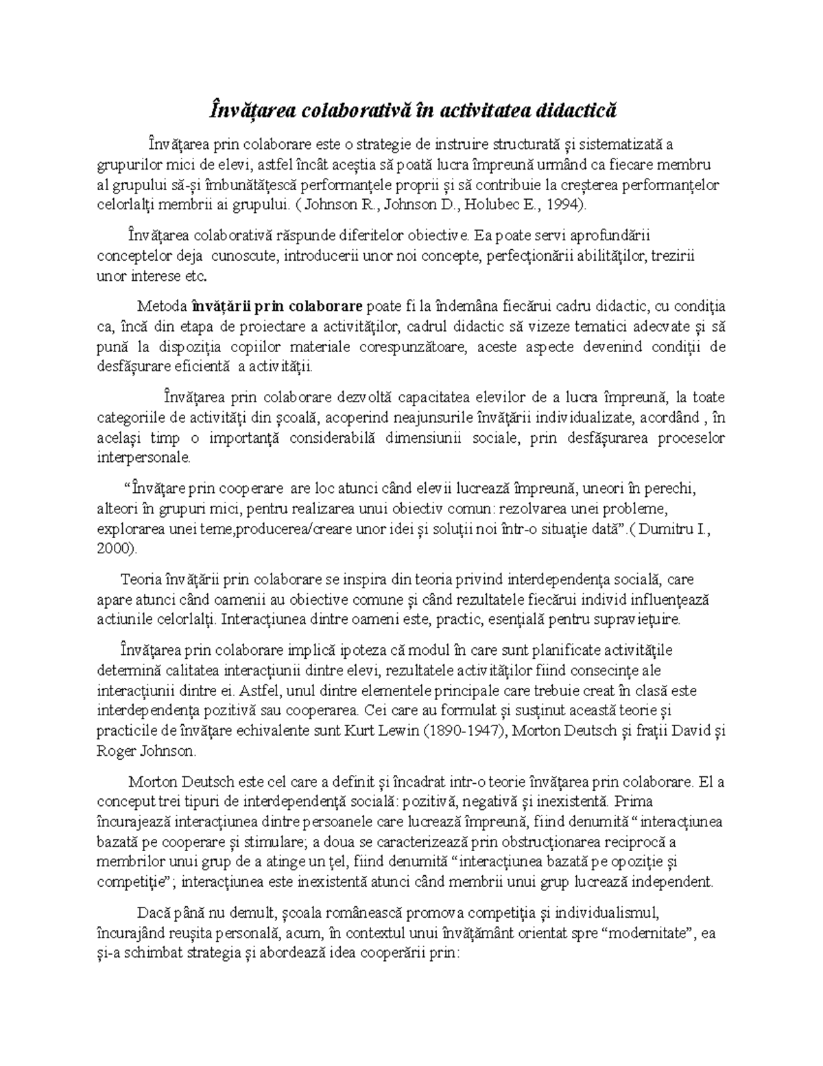 Invatarea colaborativa - Învățarea colaborativă în activitatea ...