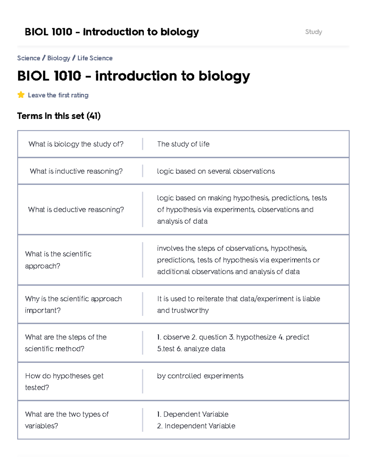 BIOL 1010 - Introduction To Biology - BIOL 1010 - Introduction To ...