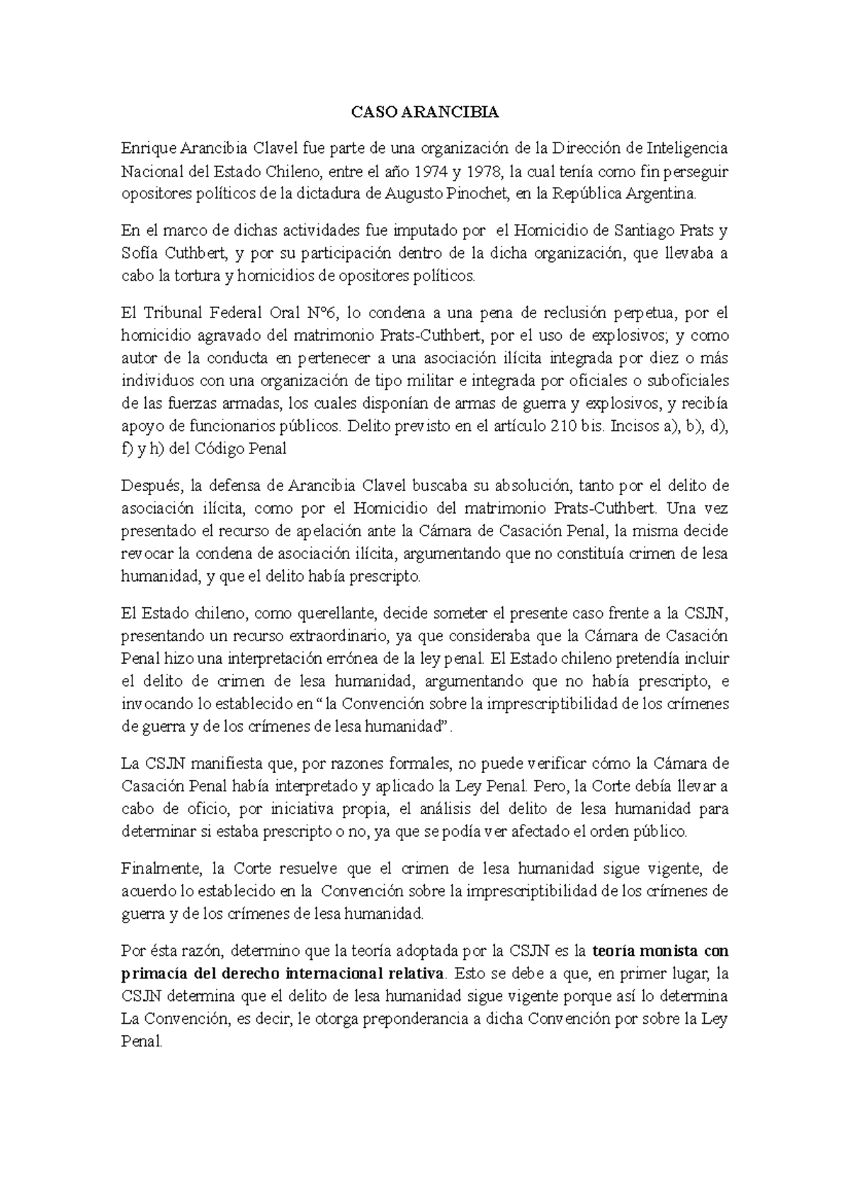 CASO Arancibia CASO ARANCIBIA Enrique Arancibia Clavel fue parte de