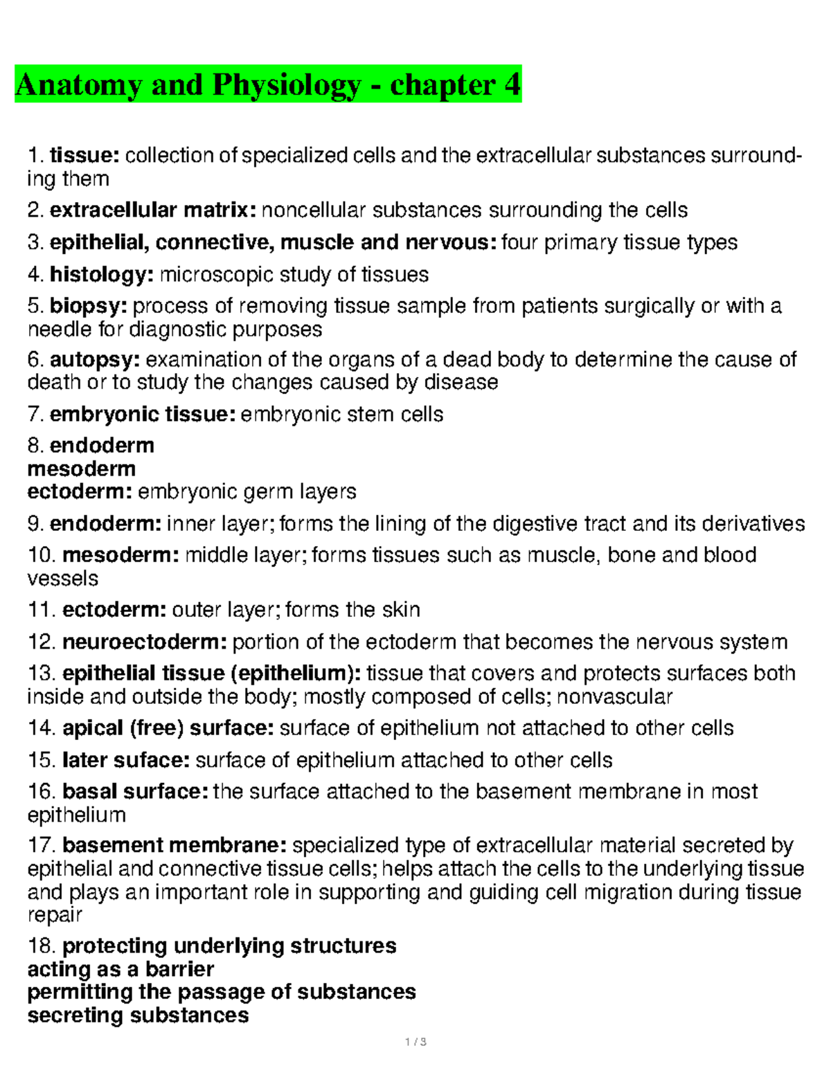 anatomy and physiology chapter 4 homework