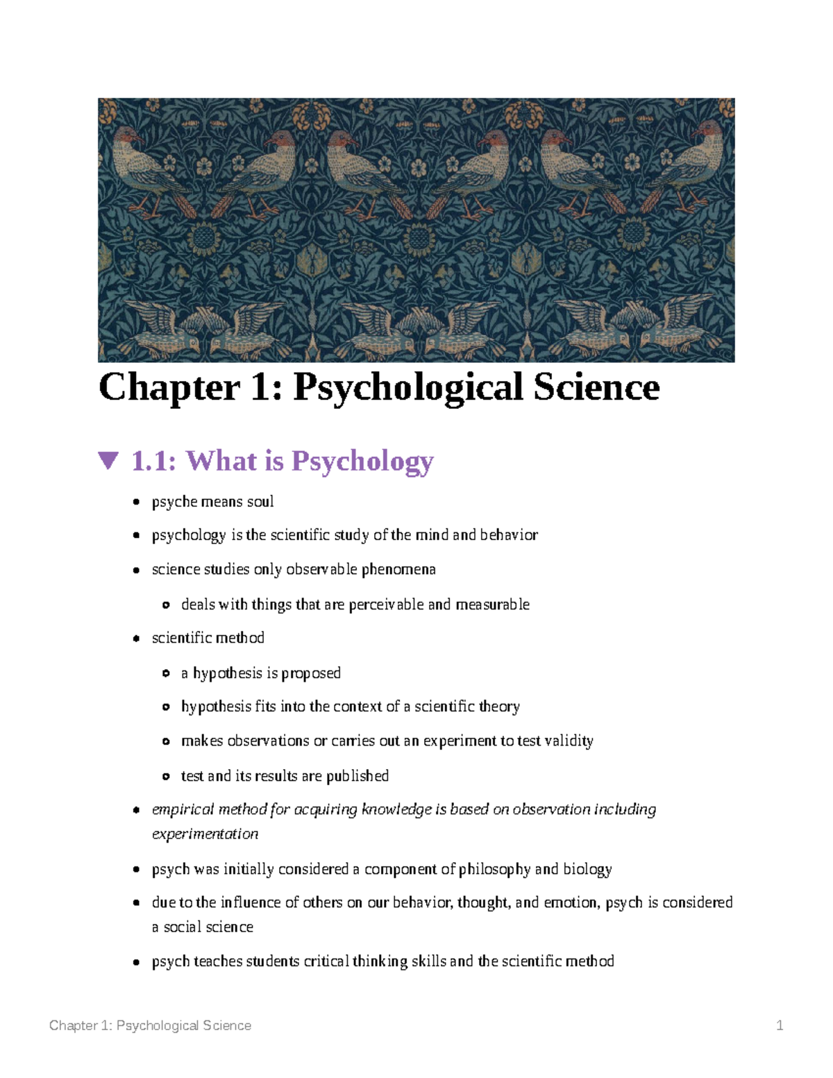 Chapter 1 Psychological Science - Chapter 1: Psychological Science 1 ...