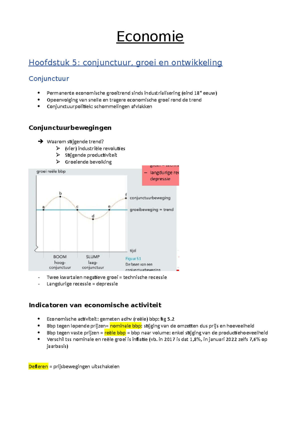 Economie Samenvatting - Economie Hoofdstuk 5: Conjunctuur, Groei En ...