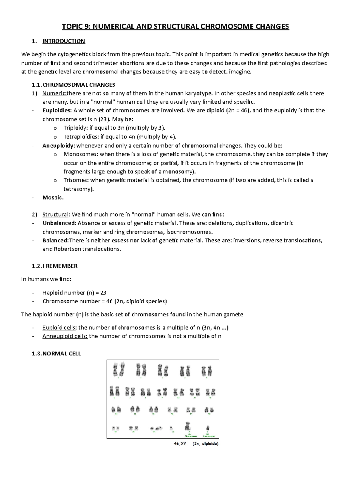 Unit 9 - Lecture notes 9 - TOPIC 9: NUMERICAL AND STRUCTURAL CHROMOSOME ...