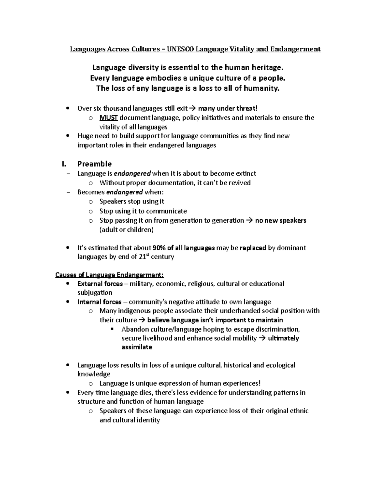 Unesco Notes - Languages Across Cultures UNESCO Language Vitality and ...