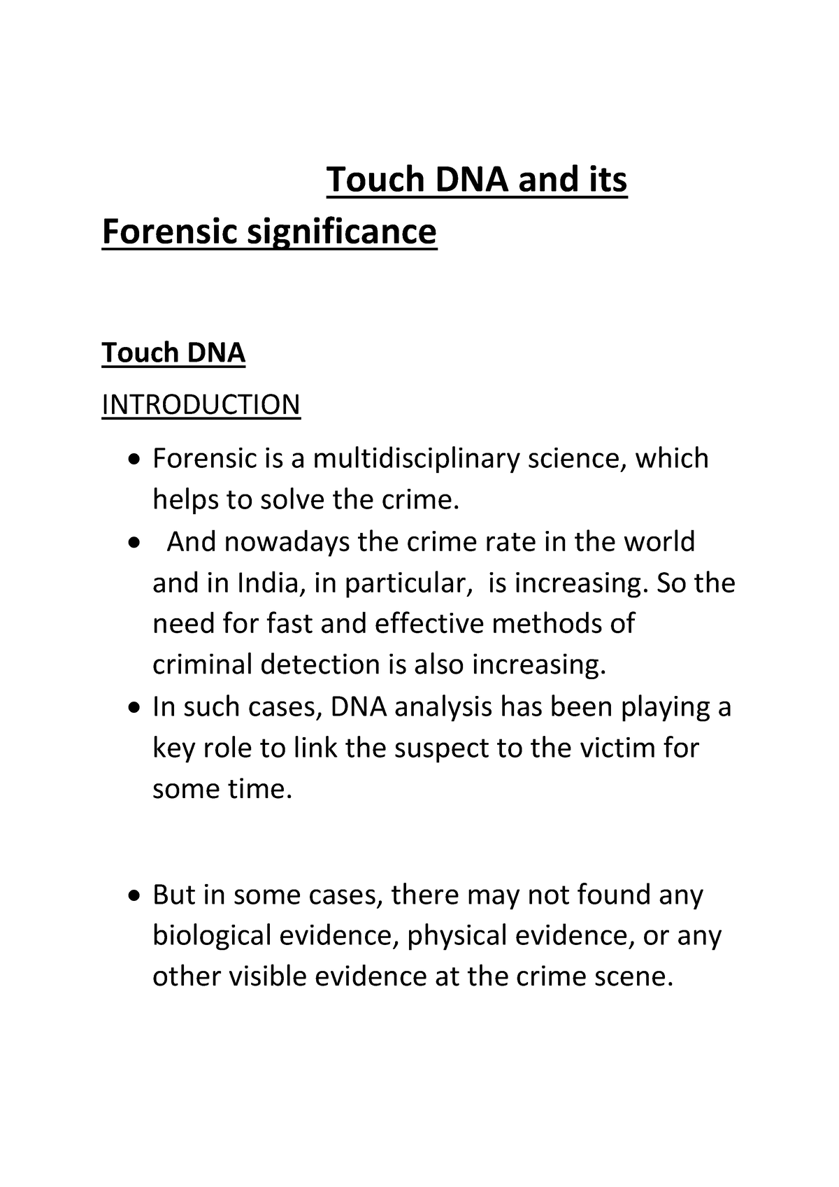 touch-dna-summary-very-rare-topic-to-find-which-is-most-frequently