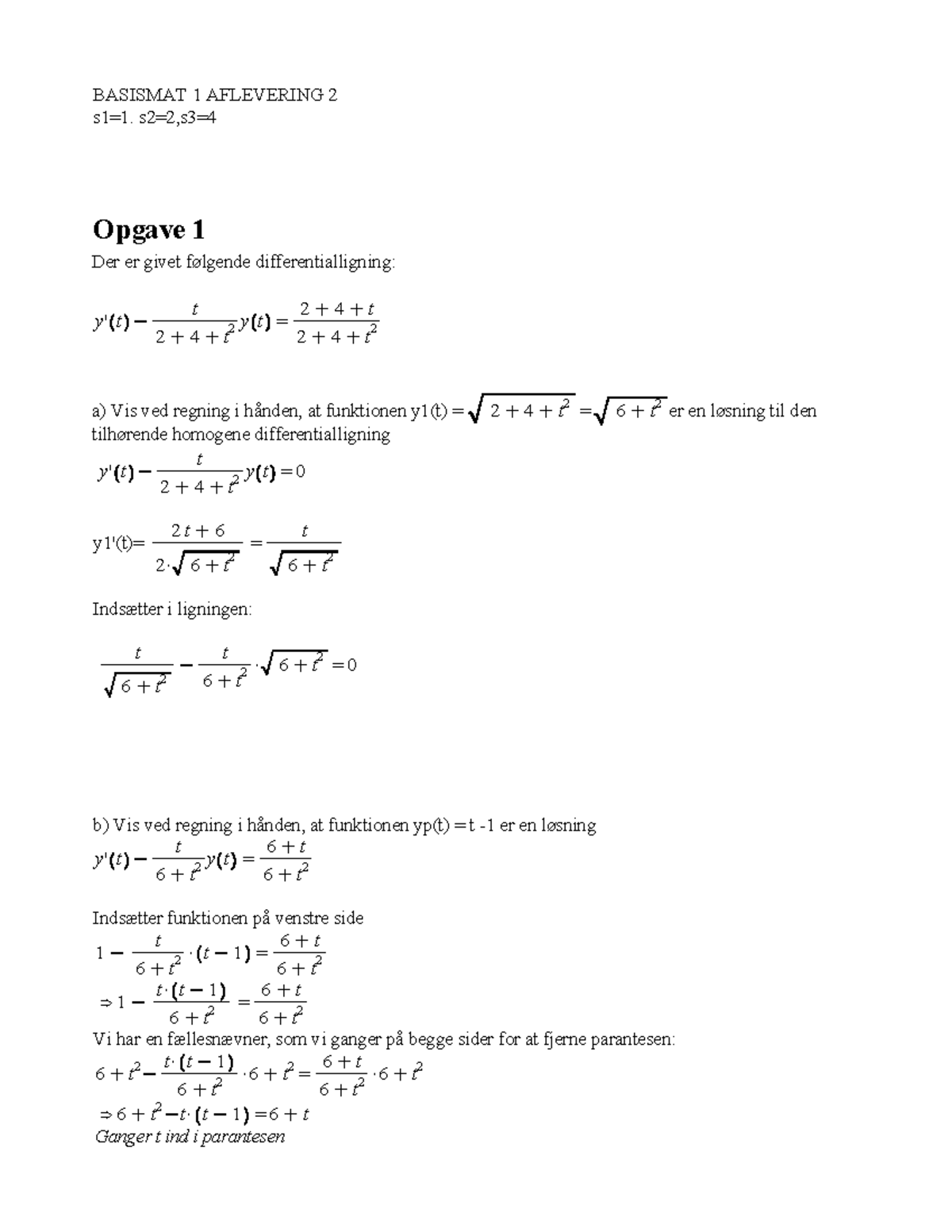 AFL 2 Basis MAT PDF - Huihuh - BASISMAT 1 AFLEVERING 2 S1=1. S2=2,s3 ...