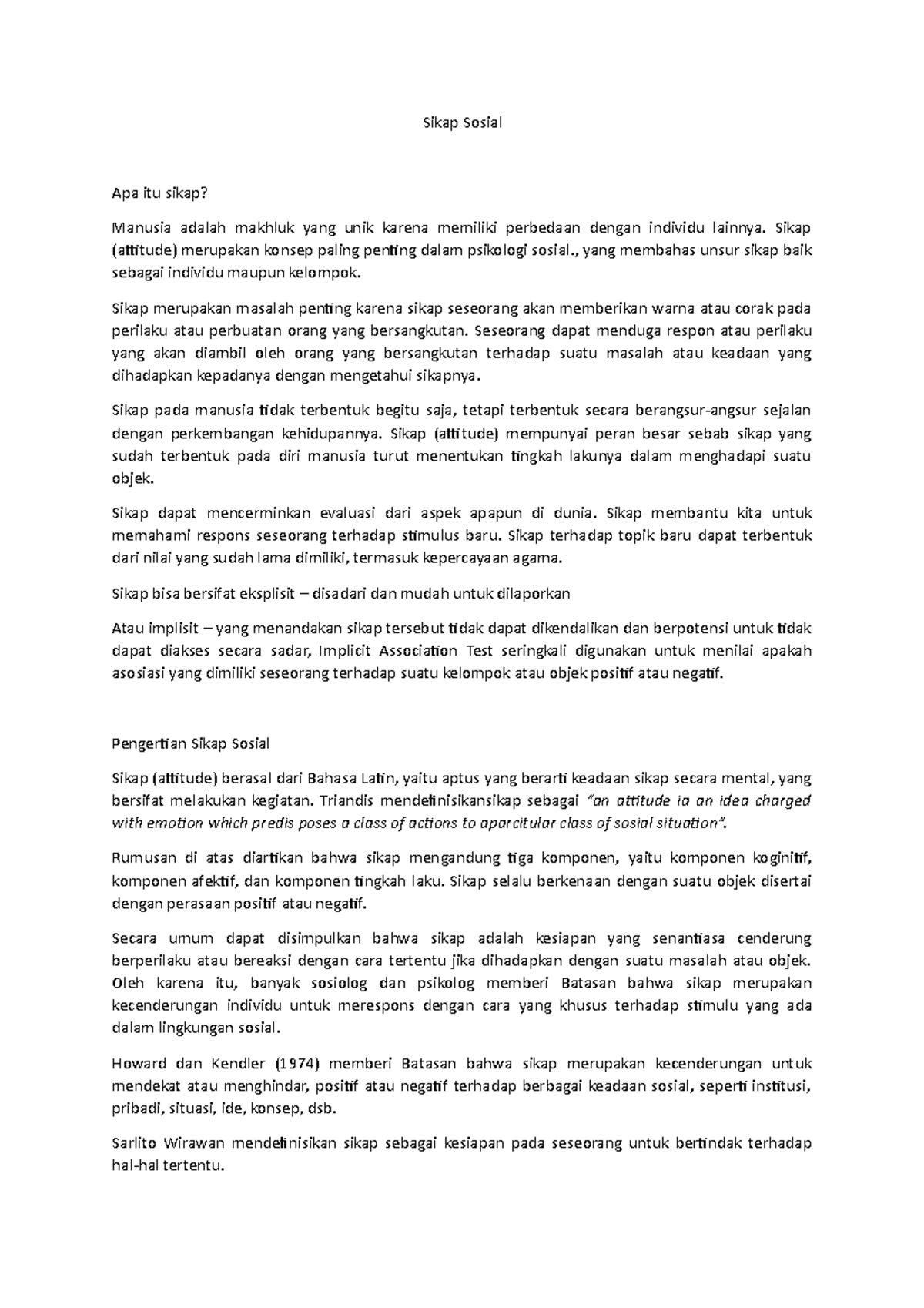 Sikap Sosial Sikap Sosial Apa itu sikap? Manusia adalah makhluk yang