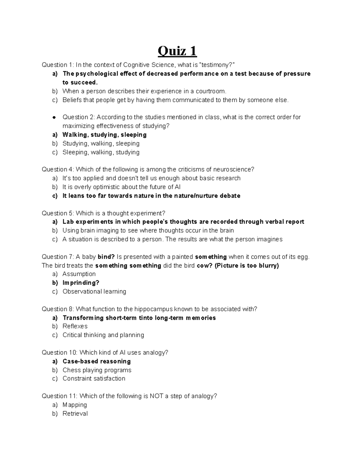 general pyshc notes all year - Quiz 1 Question 1: In the context of ...