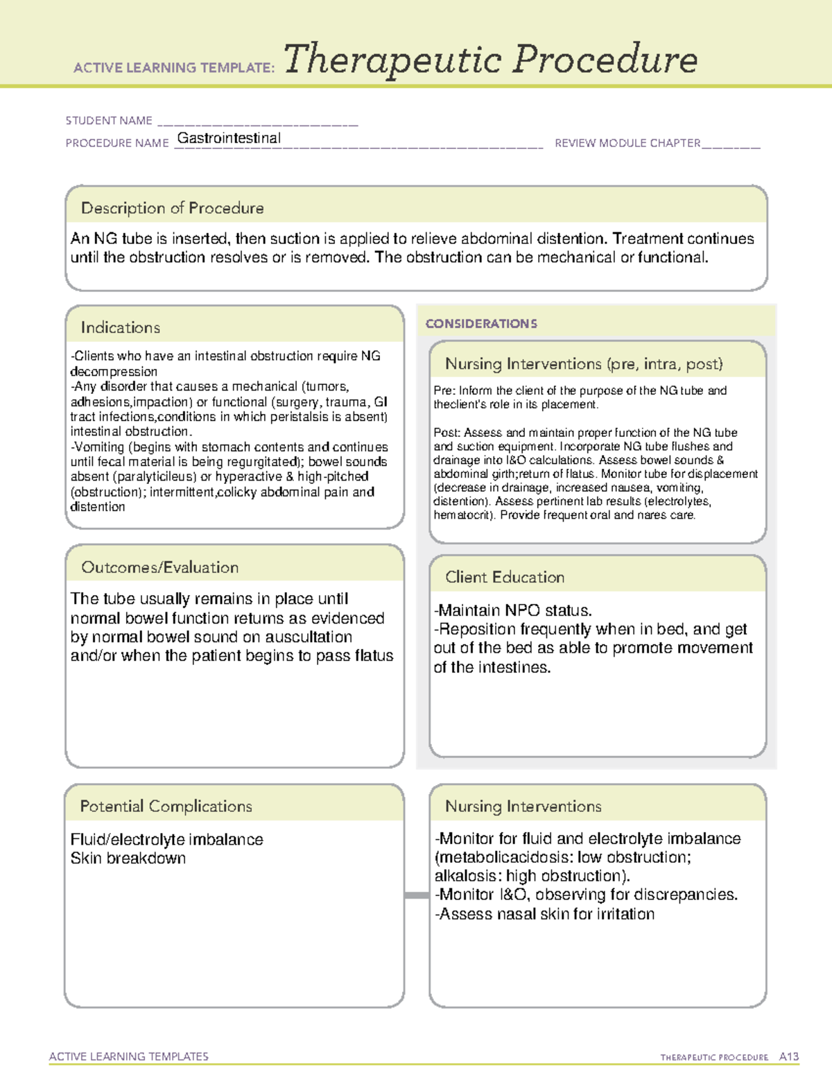 Gastrointestinal - ATI template - ACTIVE LEARNING TEMPLATES TherapeuTic ...