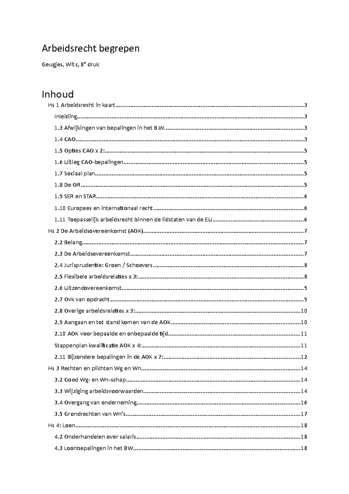 Arbeidsrecht Begrepen - Arbeidsrecht Wits, 8e 1 Arbeidsrecht In ...