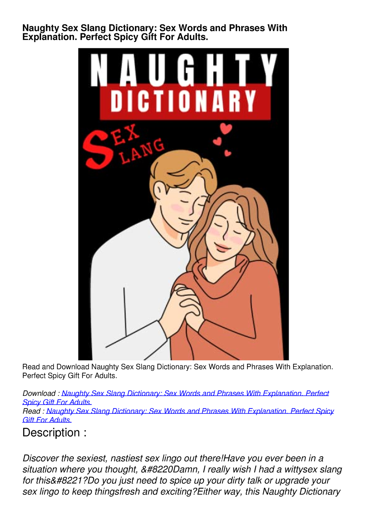 Epub Naughty Sex Slang Dictionary Sex Words And Phrases With Explanation Perfect Full Download 