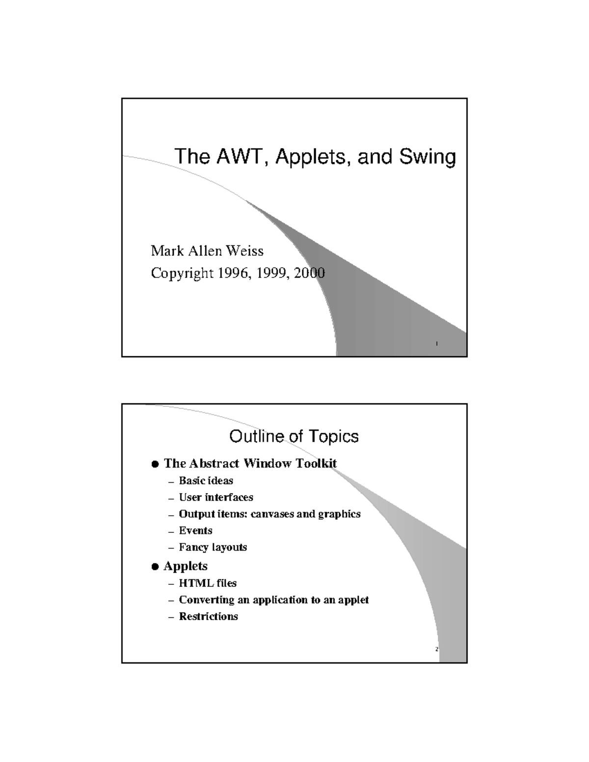 Java Awt complete notes - 1 The AWT, Applets, and Swing Mark Allen ...
