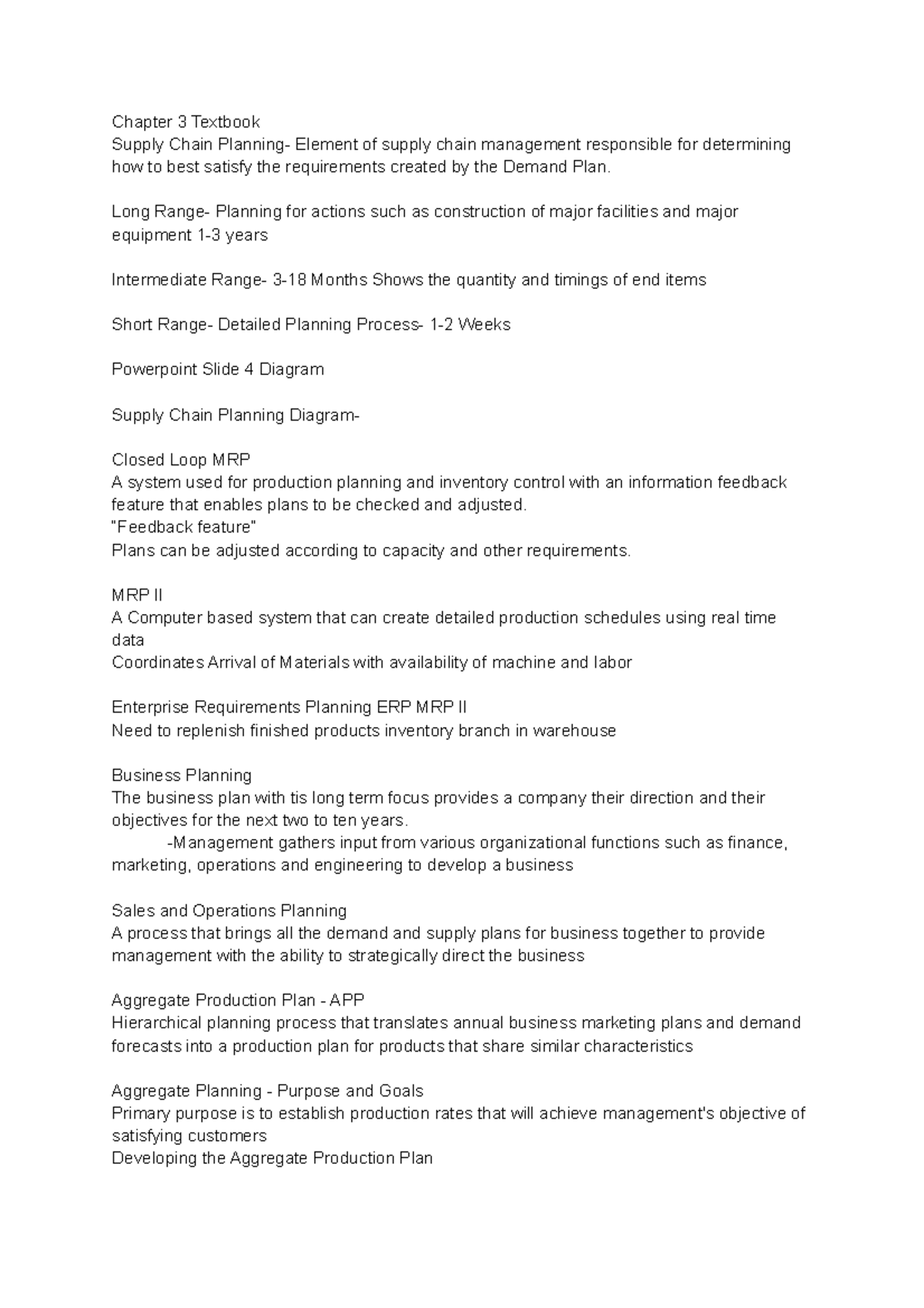 SCM Chapter 3 Textbook - Chapter 3 Textbook Supply Chain Planning ...