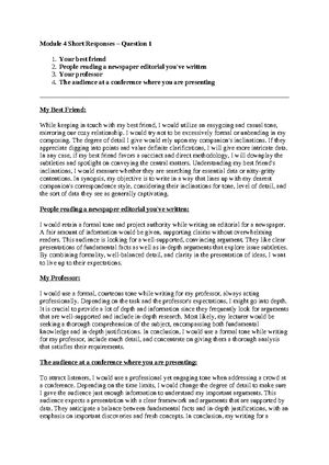 Module 5 short responses - Module 5 Short Responses – Question 1 In the ...