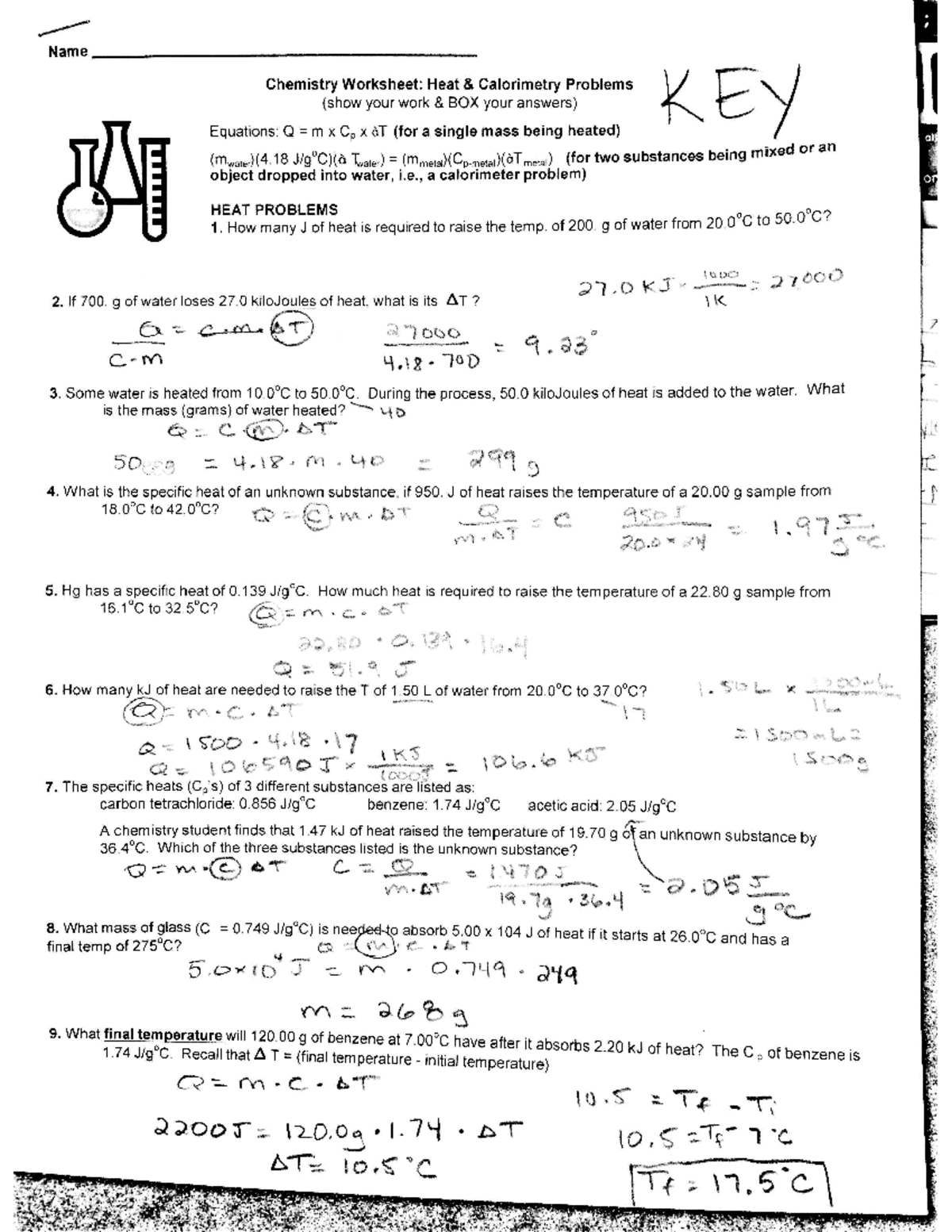 Calorimetry Answer Key BS Electrical Engineering Studocu