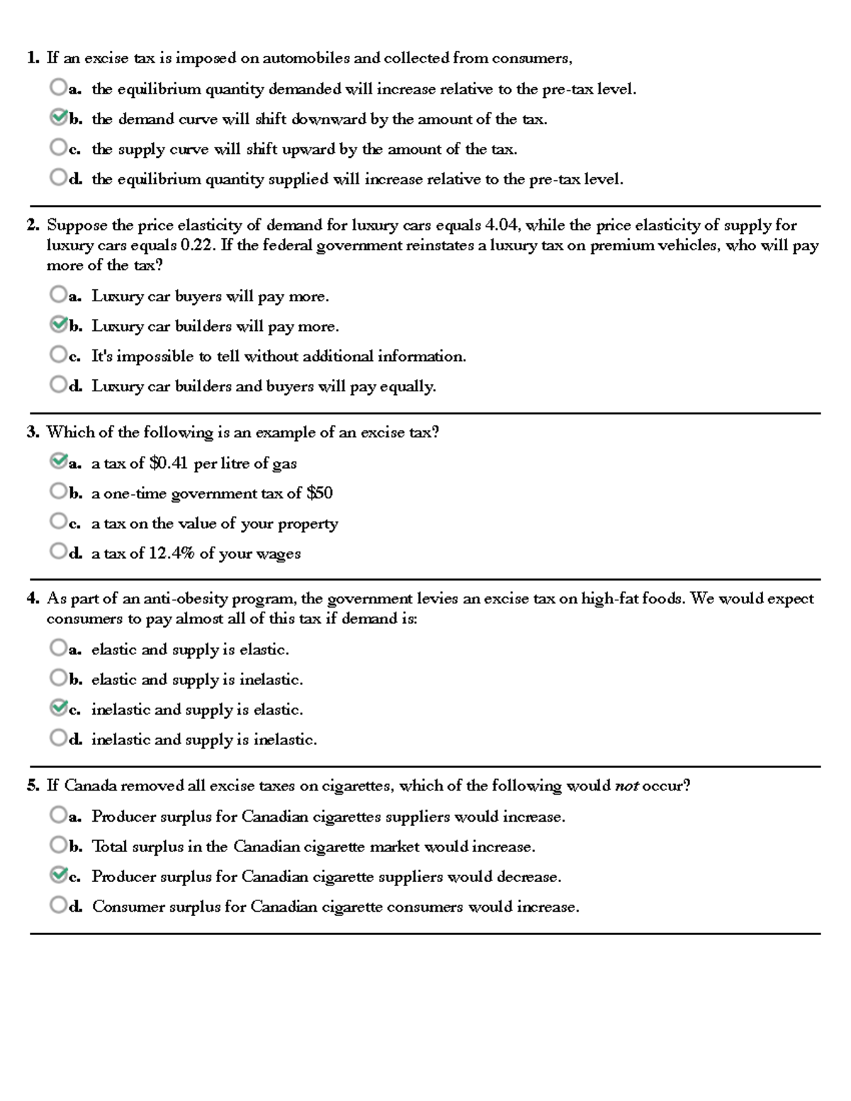 Problem Set 6 solutions - 1. If an excise tax is imposed on automobiles ...
