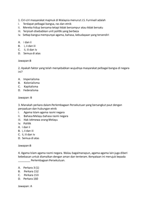 Answer - Kuiz - Hubungan Etnik - MPU3113 - StuDocu