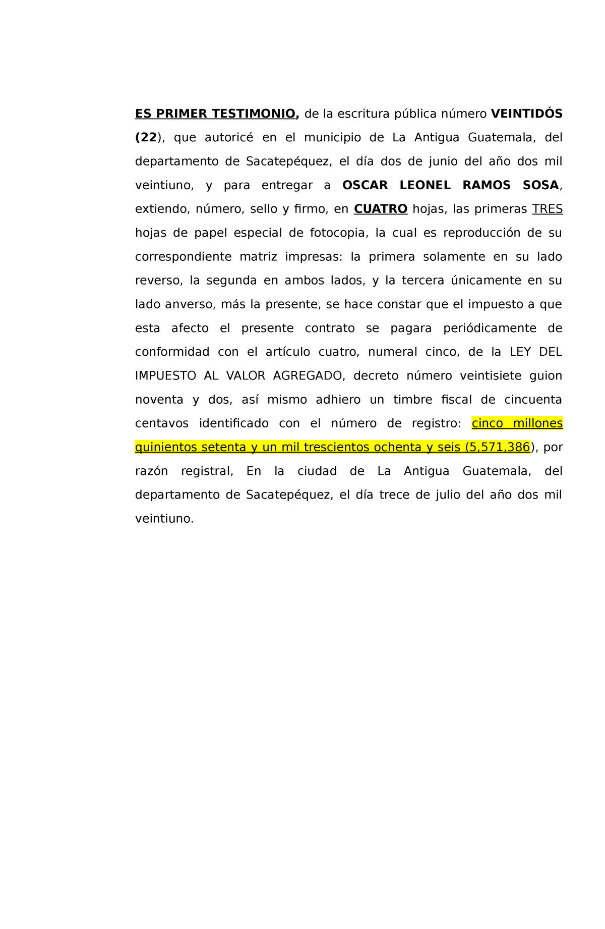 Testimonio Escritura De Arrendamiento Es Primer Testimonio De La Escritura P Blica N Mero