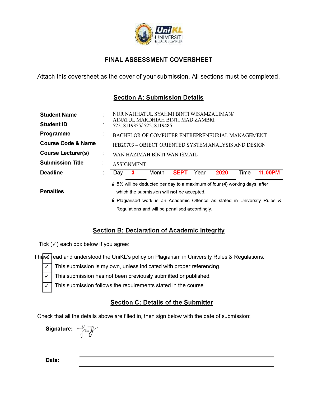 Contoh Soalan Peperiksaan Object Oriented Programming  JessieabbGill