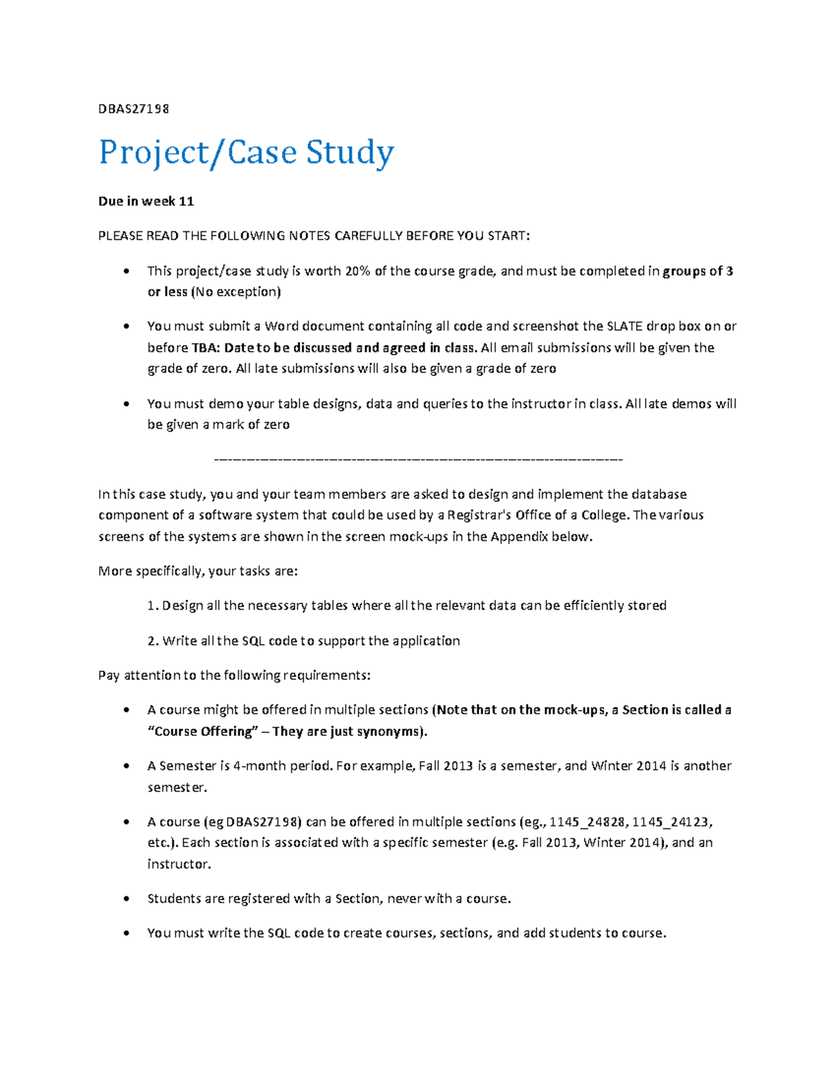 Case Study - Registra's Office with mockups - DBAS Project/Case Study ...