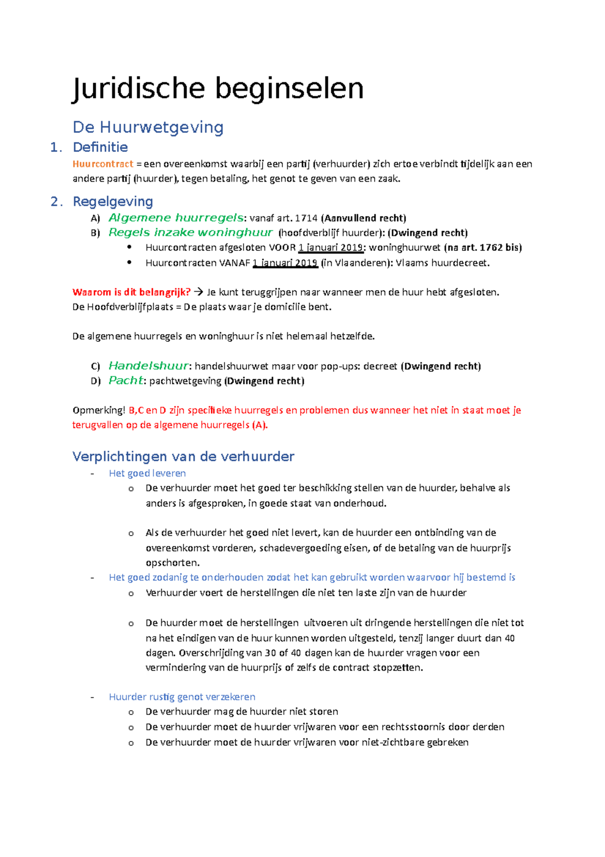 Samenvatting Juridische Beginselen 1 FIV - Juridische Beginselen De ...