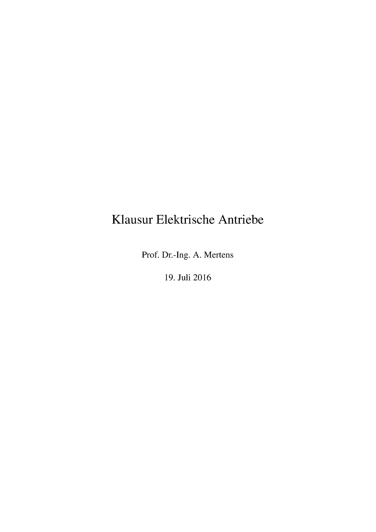 Klausuren Elektrische Antriebe - Klausur Elektrische Antriebe Prof. Dr ...