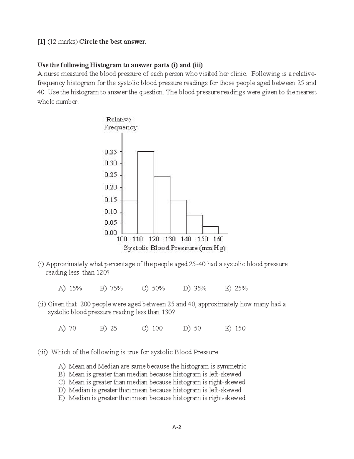 Midterm Practice Problems 1 [1] (12 marks) Circle the best answer