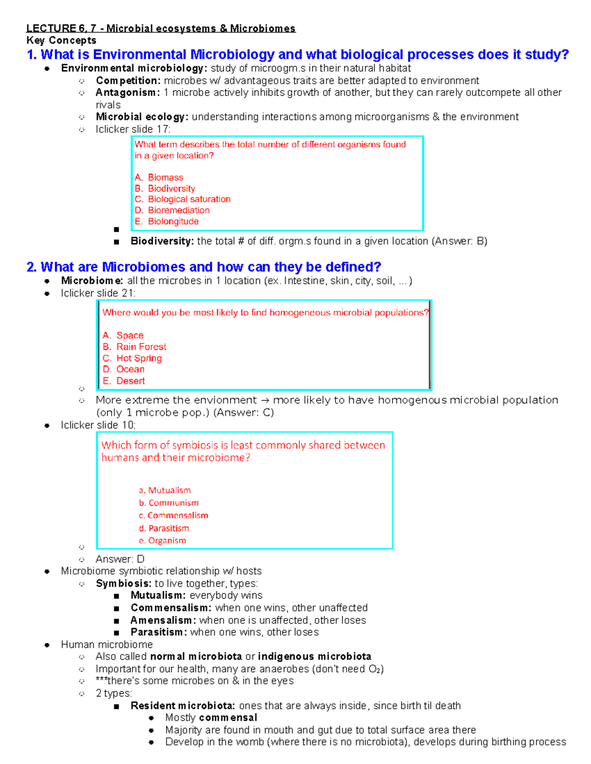 Week 3 - Week 3 Lecture Notes & Clicker Questions - LECTURE 6, 7 ...