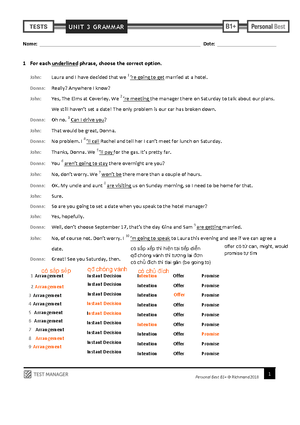 Personal Best B1 Unit 1 Grammar test - UNIT 1 GRAMMAR 1 Personal Best ...