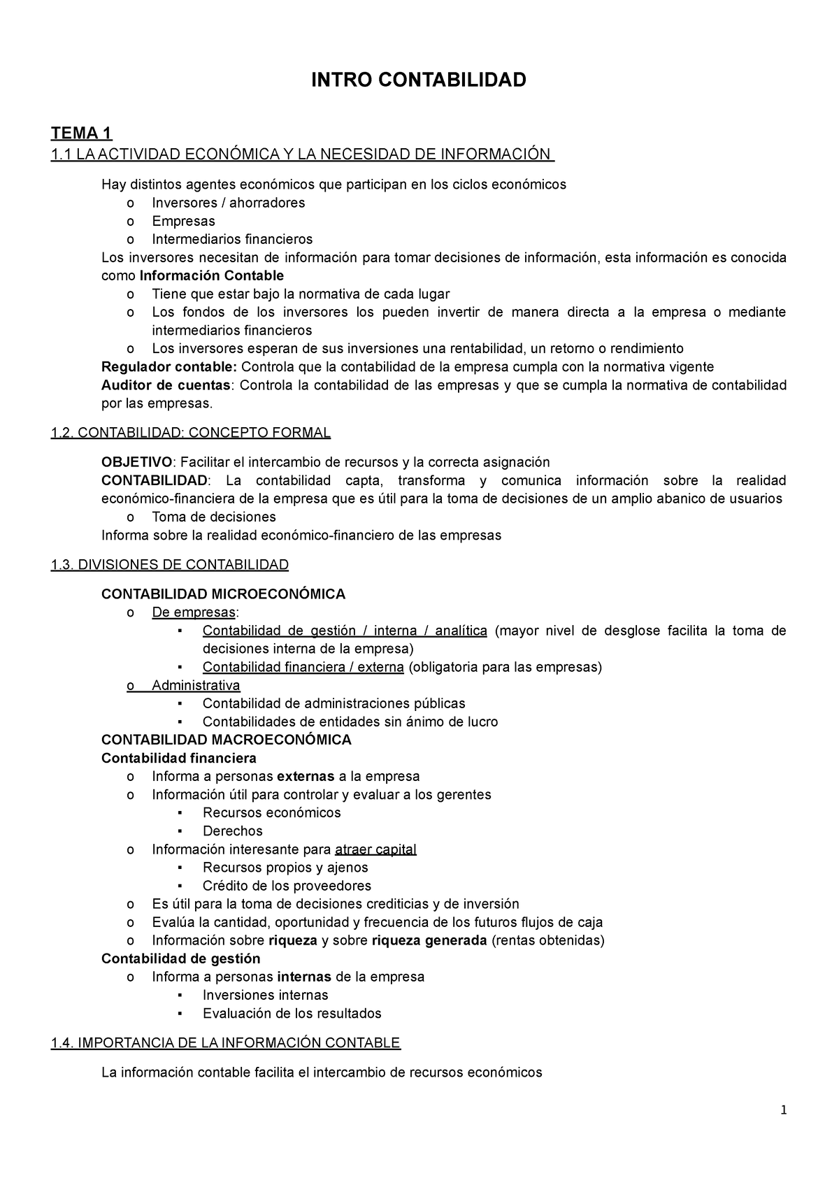 Apuntes Contabilidad Intro Contabilidad Tema 1 1 La Actividad EconÓmica Y La Necesidad De 2880