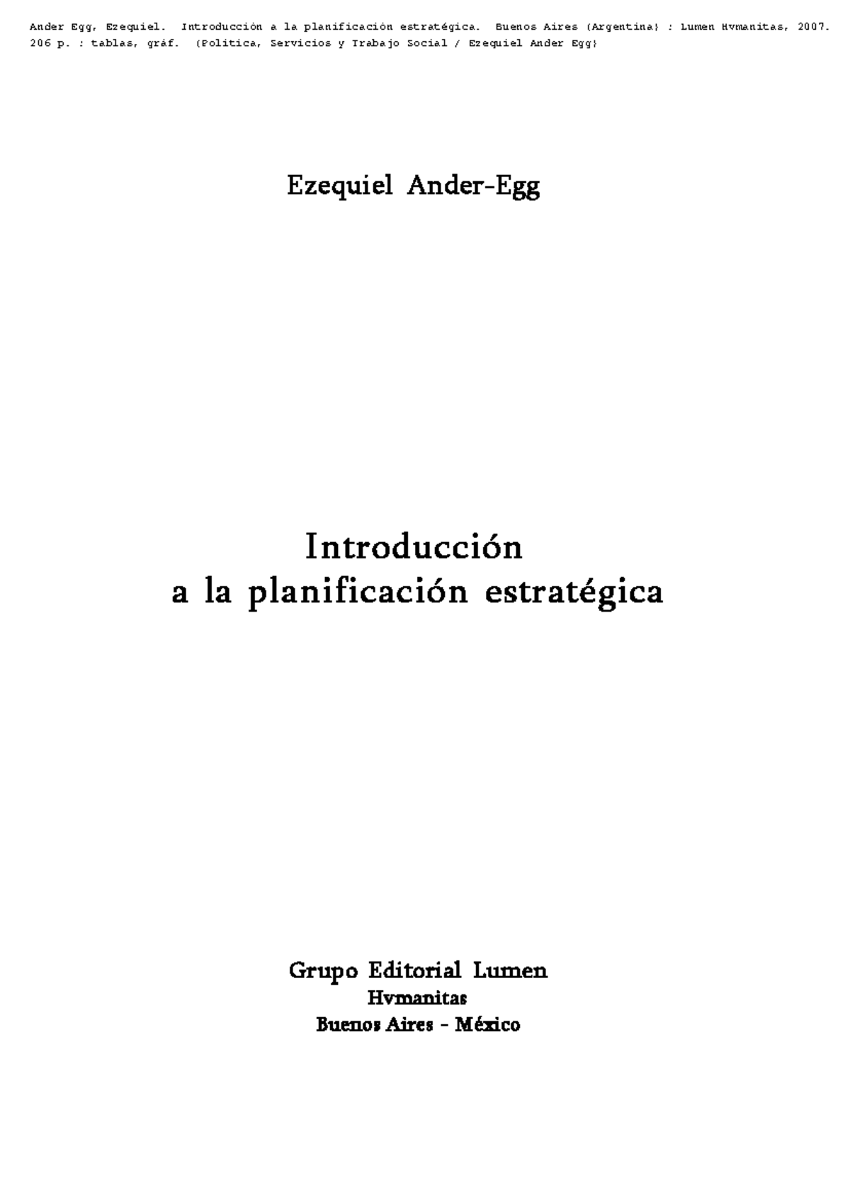 Ezequiel Ander Egg - Ezequiel Ander-Egg Introducción a la planificación ...