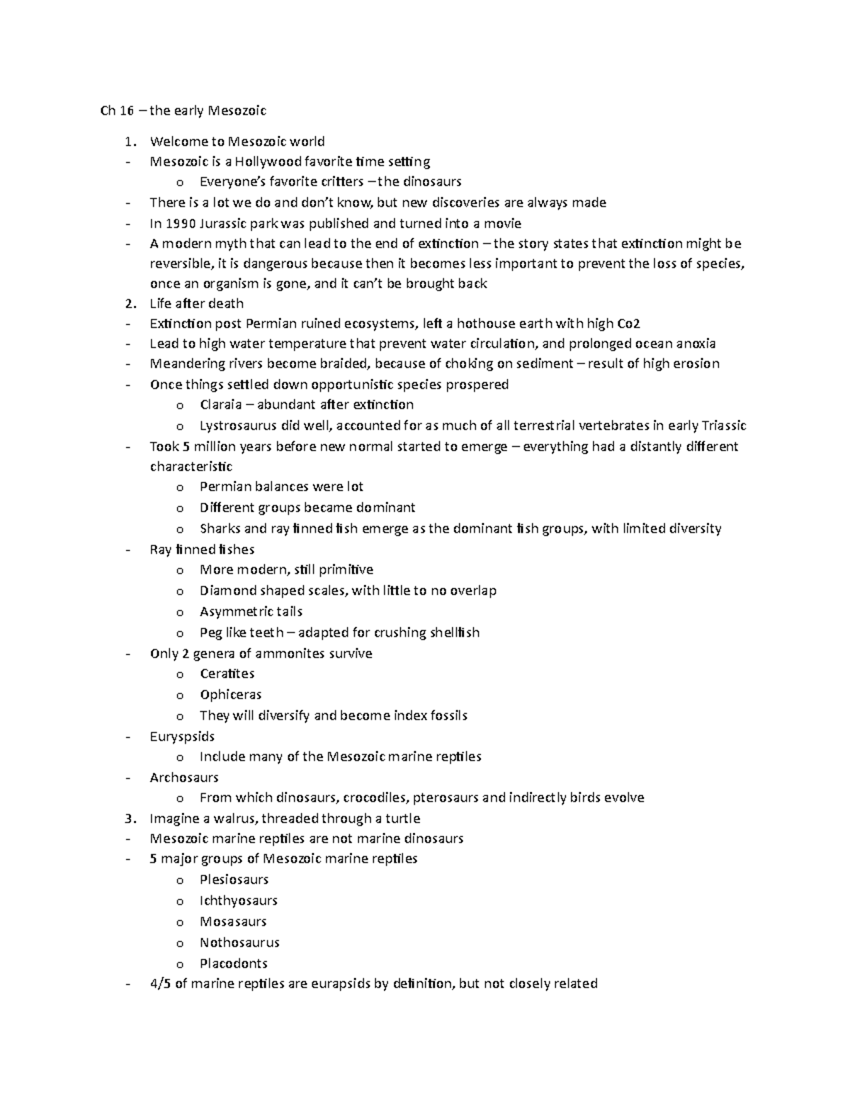 Geology Lecture notes CH 16 - Ch 16 – the early Mesozoic Welcome to ...