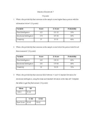 Statistics homework 1 - Statistics Homework 1 50 points Generate a ...