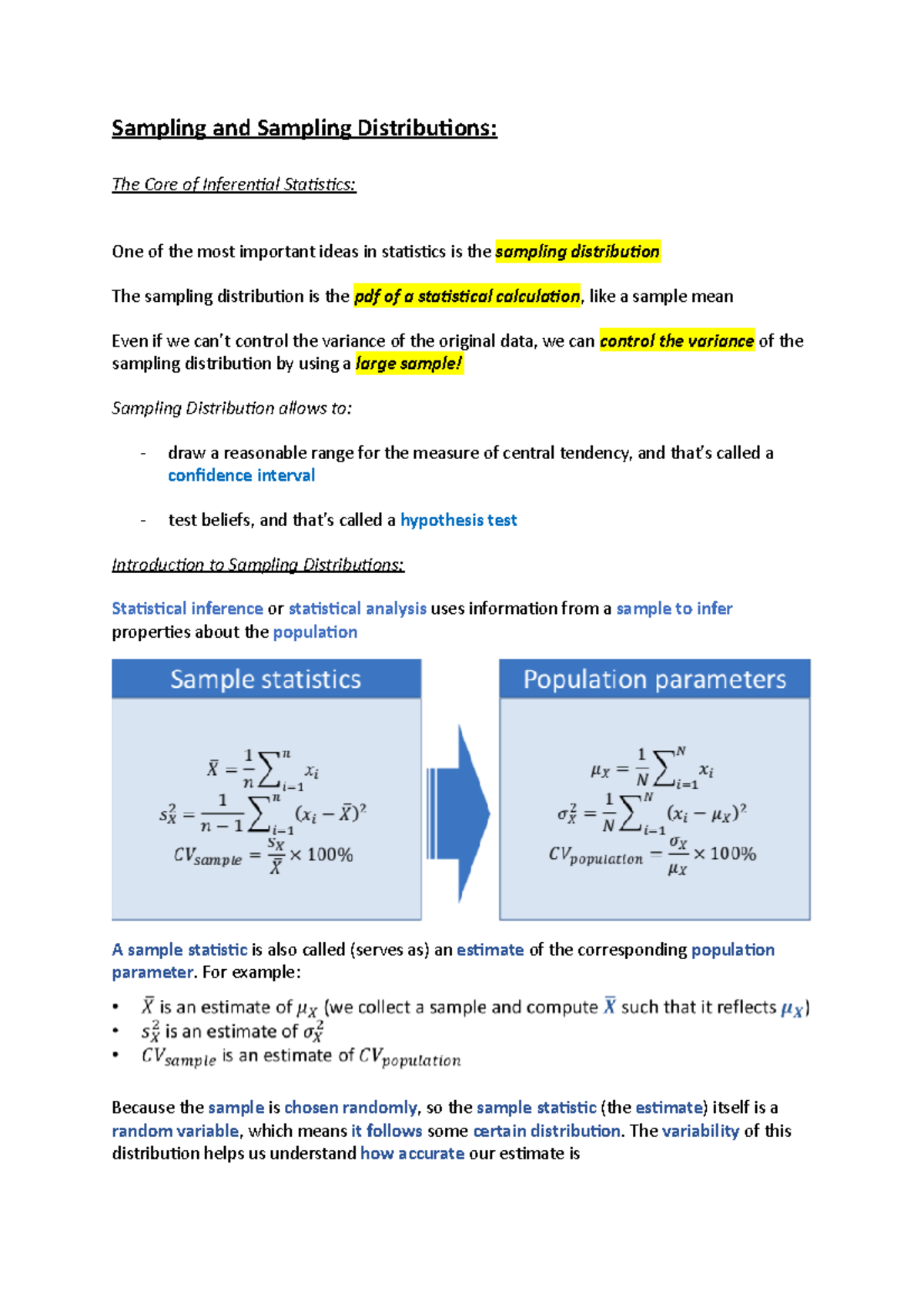 Sampling and Sampling Distributions Notes - Sampling and Sampling ...