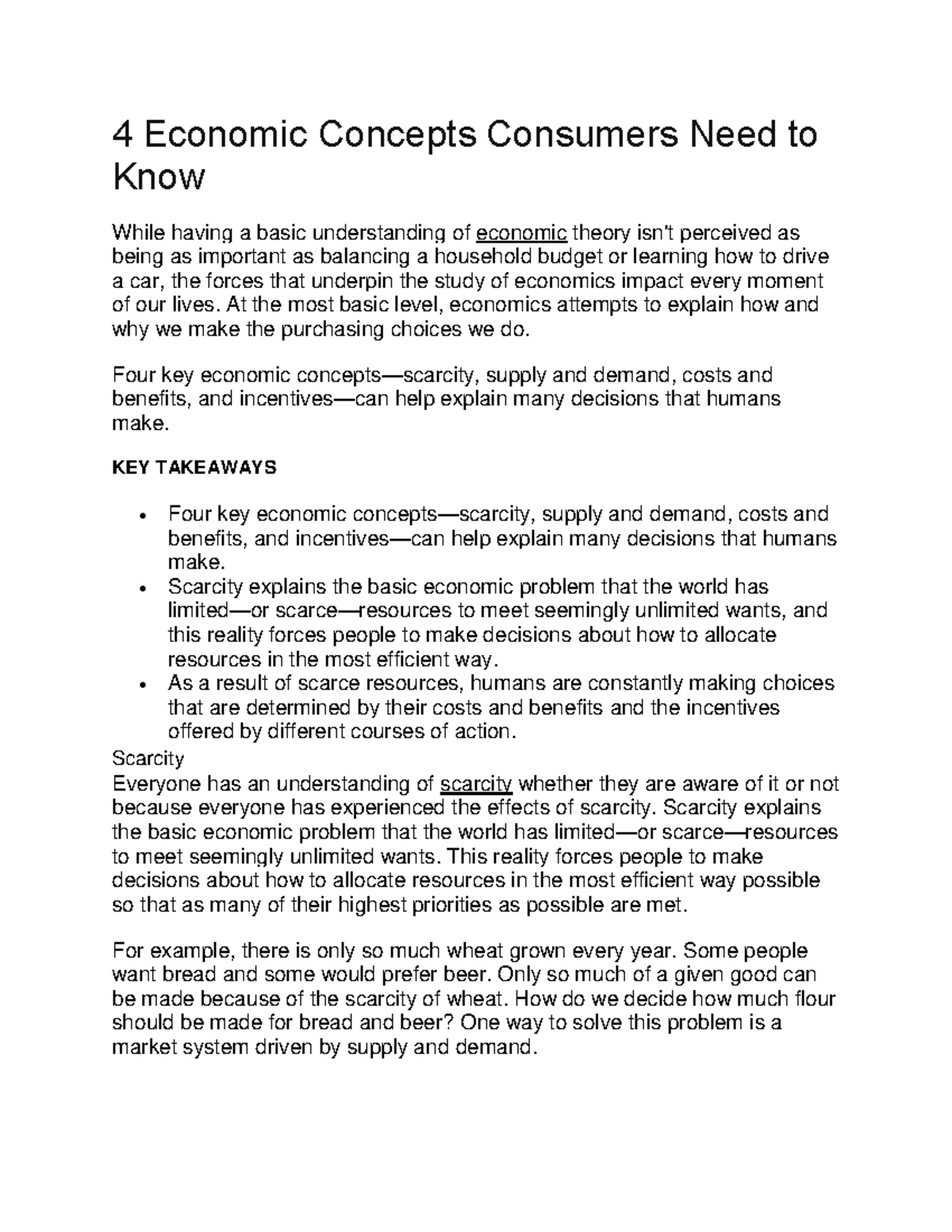 4 Economic Concepts Consumers Need to Know - At the most basic level ...