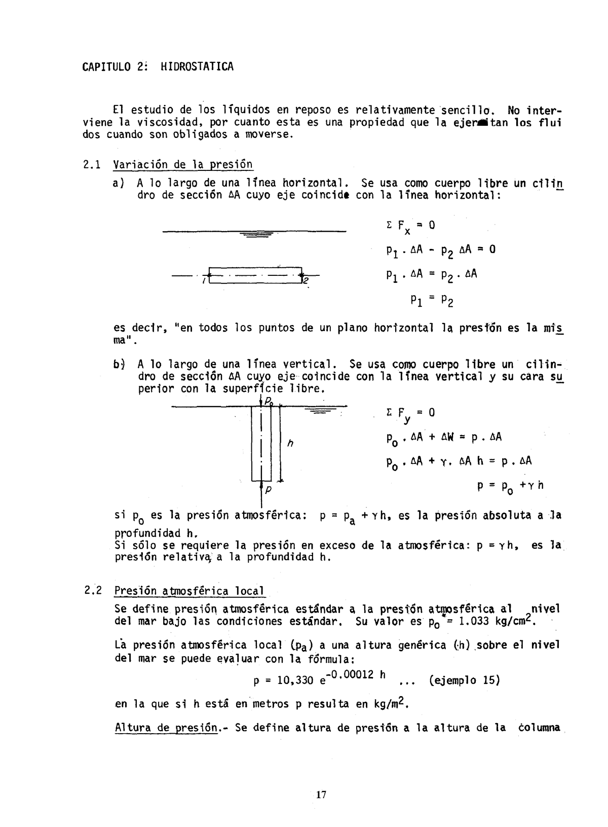 Mecanica Fluidos Cap02 - CAPITULO 2: HIDROSTATICA El Estudio De Los ...