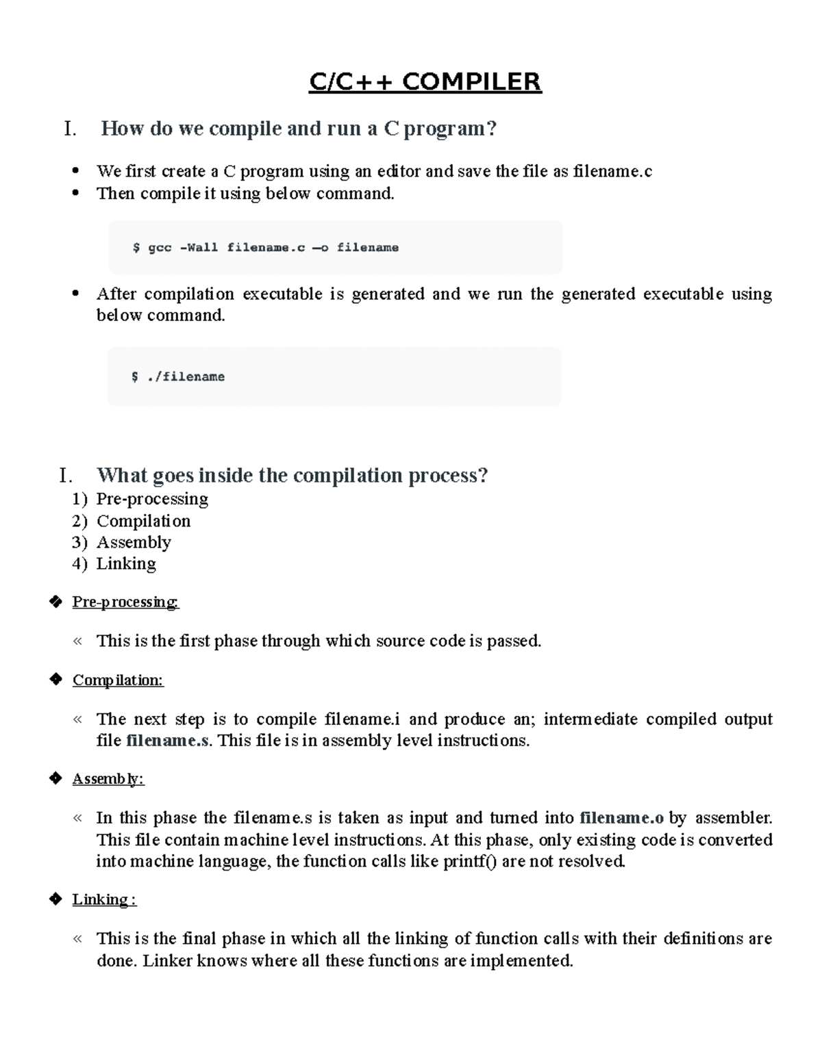 Báo cáo về Compiller - C/C++ COMPILER I. How do we compile and run a C ...