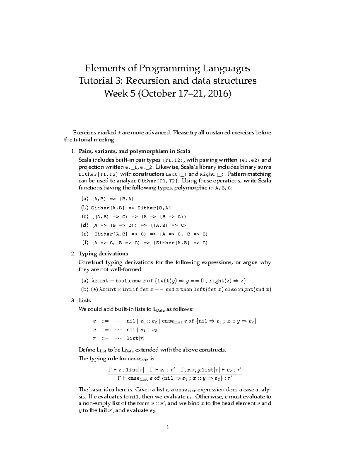 Tutorial 3 - Elements of Programming Languages Tutorial 3: Recursion ...