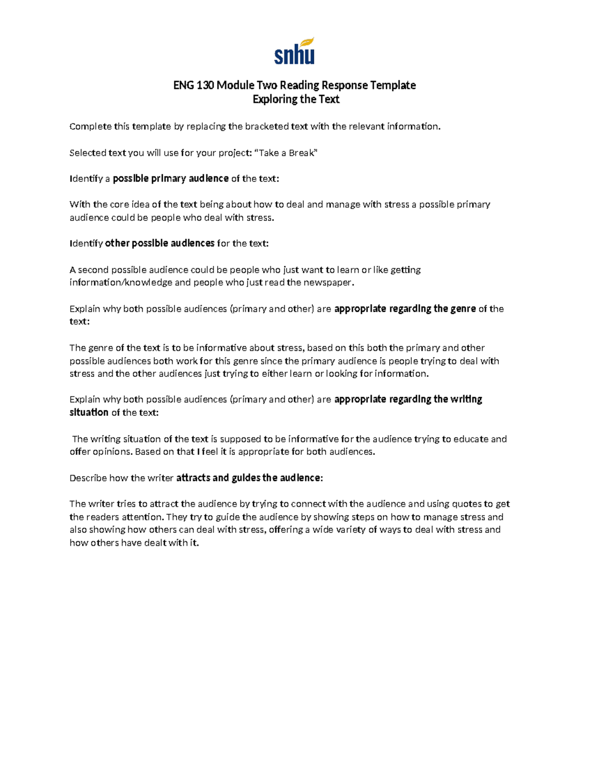 ENG 130 Module Two Reading Response Template - ENG 130 Module Two ...