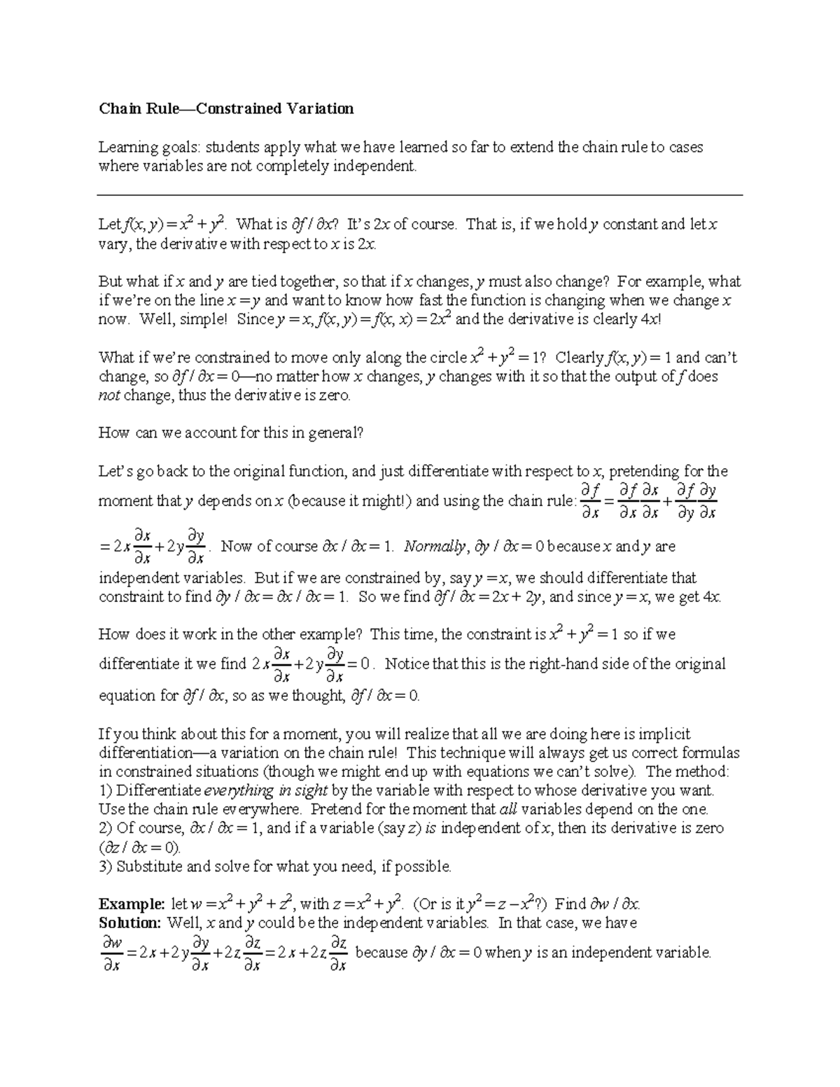 Notes 23-Chain Rule (Constrained Variation) - Chain Rule—Constrained ...