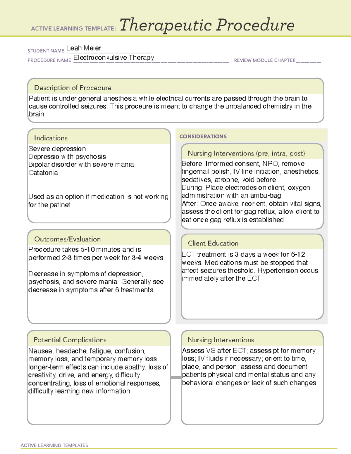 ATI ECT - ATI Learning Template, ECT - ACTIVE LEARNING TEMPLATES ...