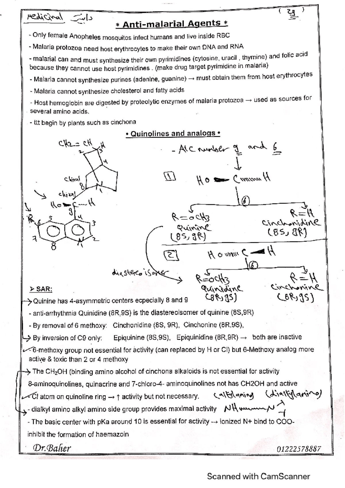 Antimalarial And Antibiotic 1 - Pharmaceutical Chemistry (3) - Studocu