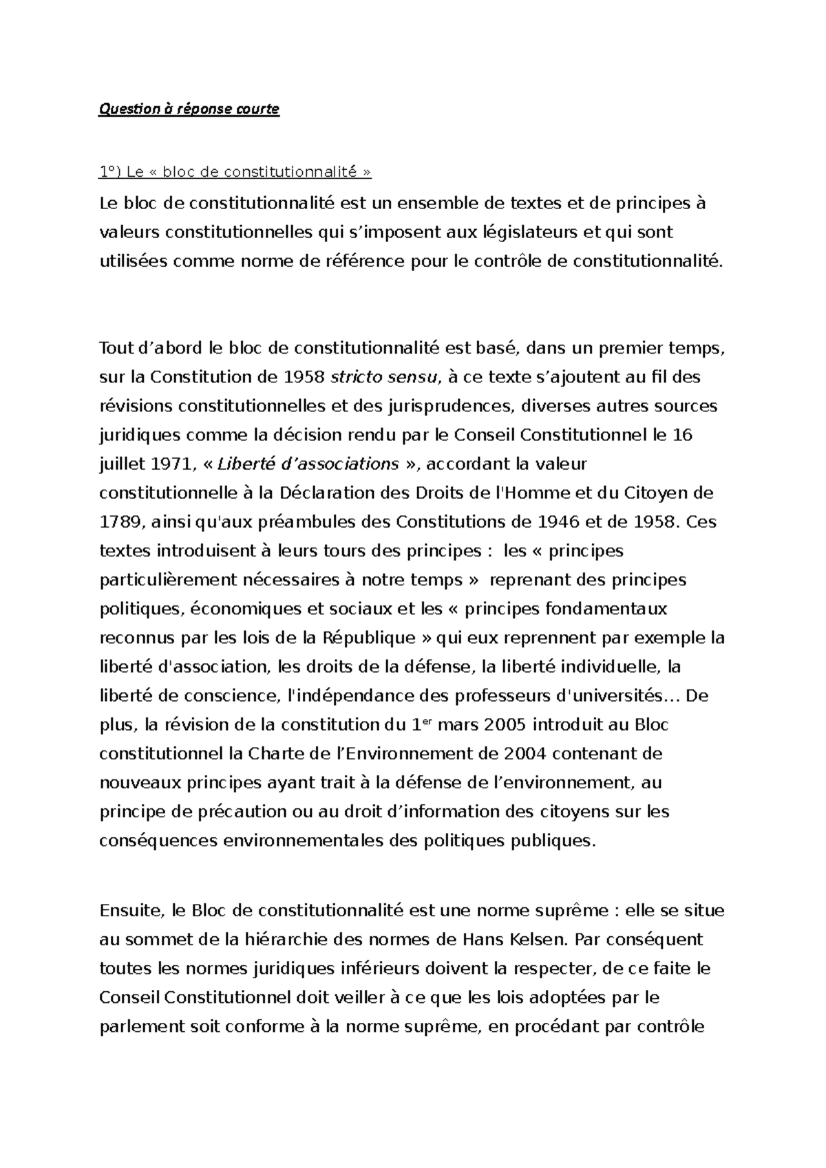 QRC bloc de constitutionnalité Tout d’abord le bloc de constitutionnalité est basé, dans un QRC bloc de constitutionnalité Tout d’abord le bloc de constitutionnalité est basé, dans un