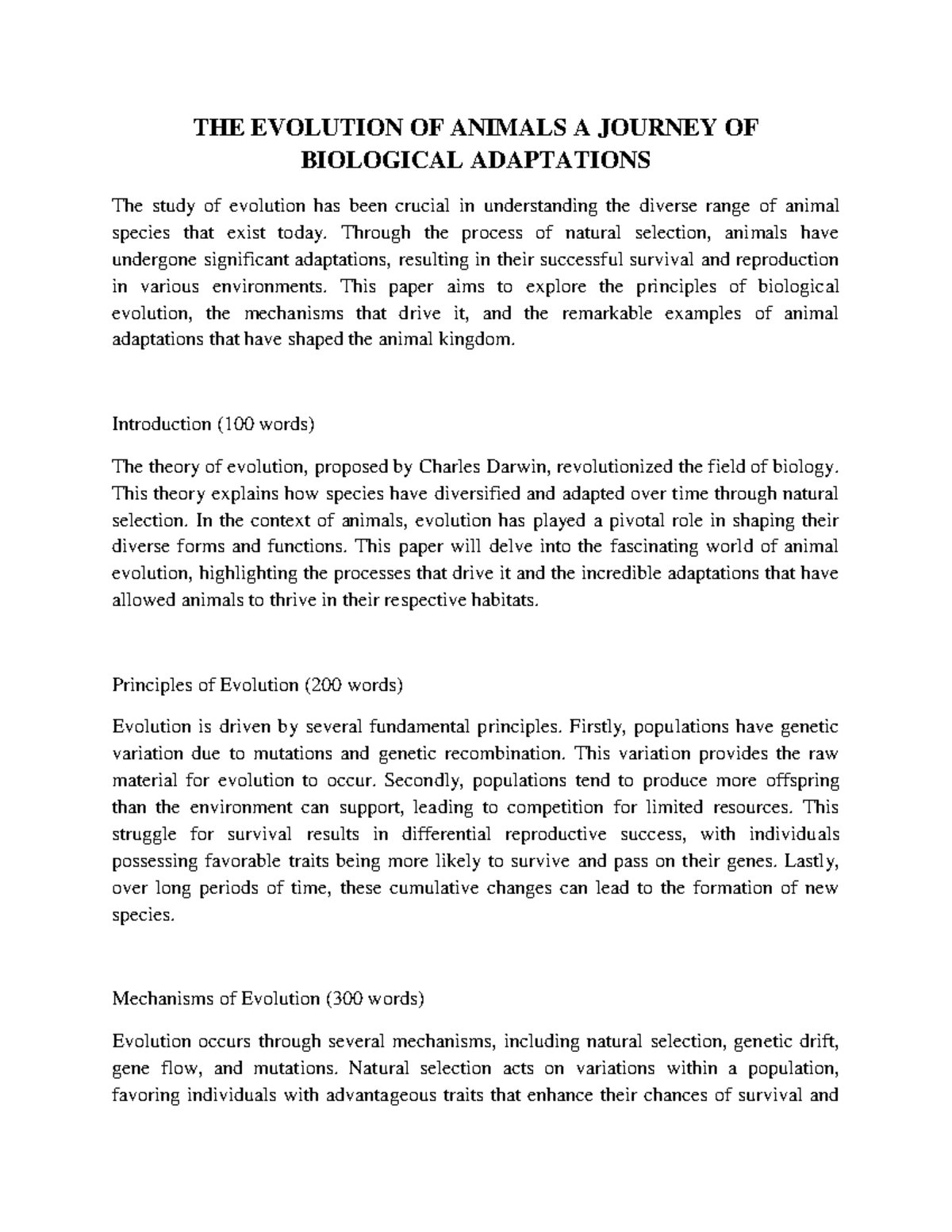 THE Evolution OF Animals A Journey OF Biological Adaptations - THE ...