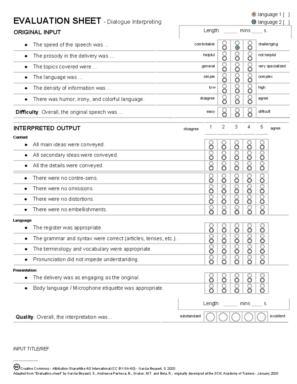Evaluation Sheet - Dialogue Int - Fillable - ####### language 1 ...