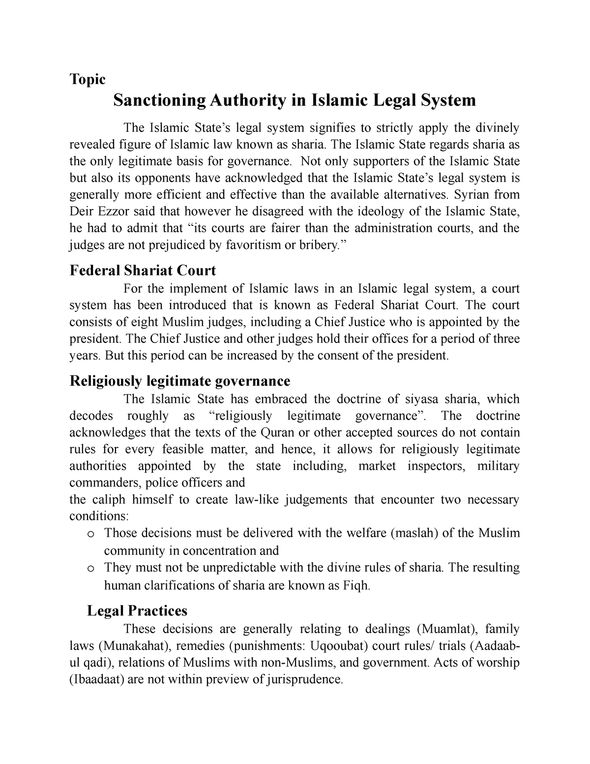 Sanctioning Authority In Islamic Legal System - Topic Sanctioning ...