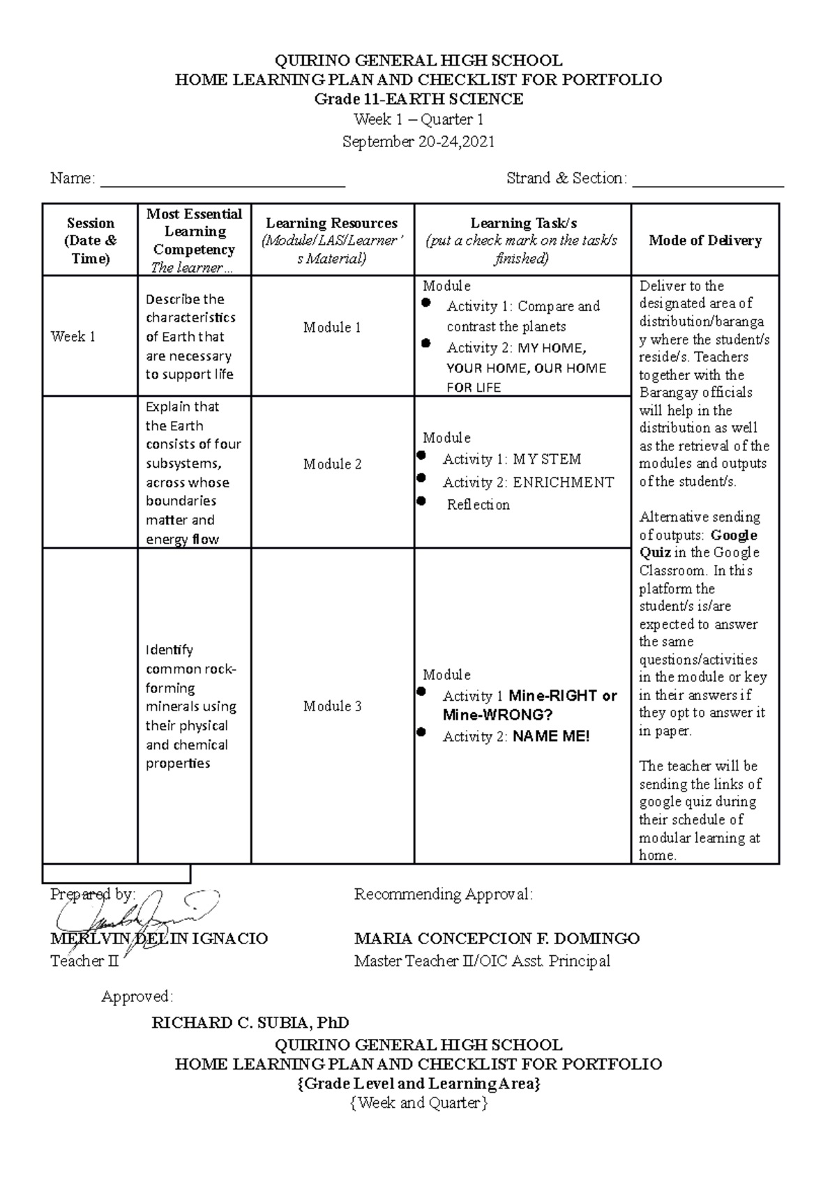 Earth Science HLP 2021 2022 - English for Academic and Professional ...