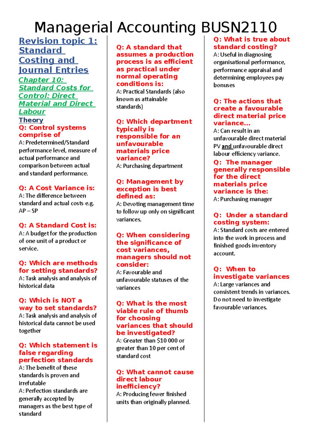 Final Examination Revision (partial) BS216 Notre Dame Studocu