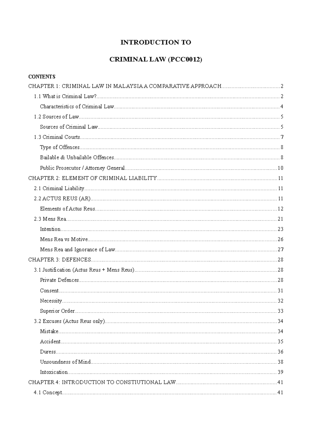 Compile PCC0012 Notes - Just reference - INTRODUCTION TO CRIMINAL LAW ...